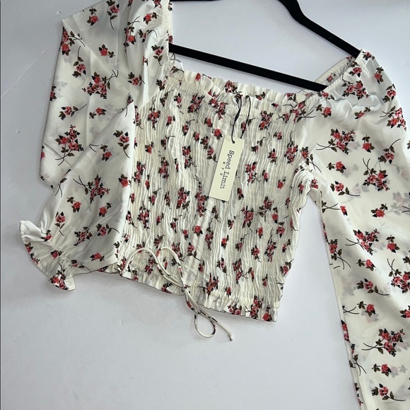 Speed Limit Mph Tops - Floral Print Smocked Blouse